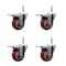 Service Caster 35 Inch Red Polyurethane Swivel 58 Inch Threaded Stem Caster Set with Total Lock Brake SCC-TSTTL20S3514-PPUB-RED-58212-4 - alternate 1